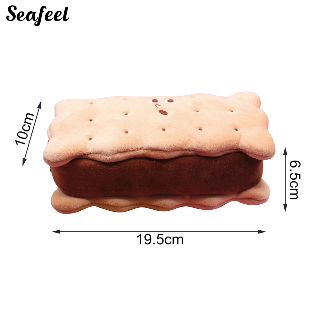 Túi Đựng Bút Chì Có Khóa Kéo Hình Bánh Sandwich / Bánh Quy Nhồi Bông Dễ Thương