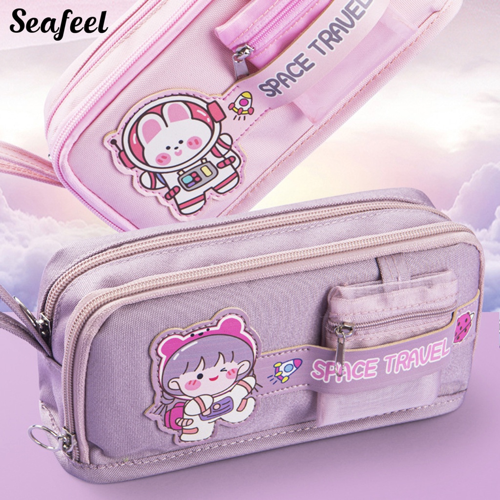 Túi Đựng Bút Đa Năng Có Khóa Kéo In Họa Tiết Dễ Thương Tiện Dụng Cho Trường Học / Văn Phòng