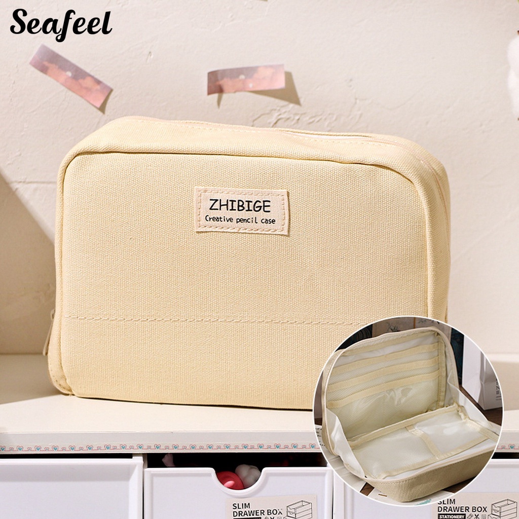 Túi Đựng Bút Sức Chứa Lớn Có Khóa Kéo Nhiều Ngăn Chống Mòn Dễ Mang Theo Cho Học Sinh