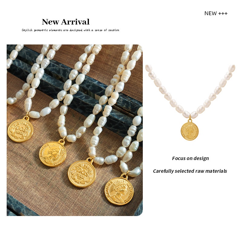 Vòng cổ Ngọc Trai Hai Mặt Không Phai Phong Cách Pháp Cá Tính