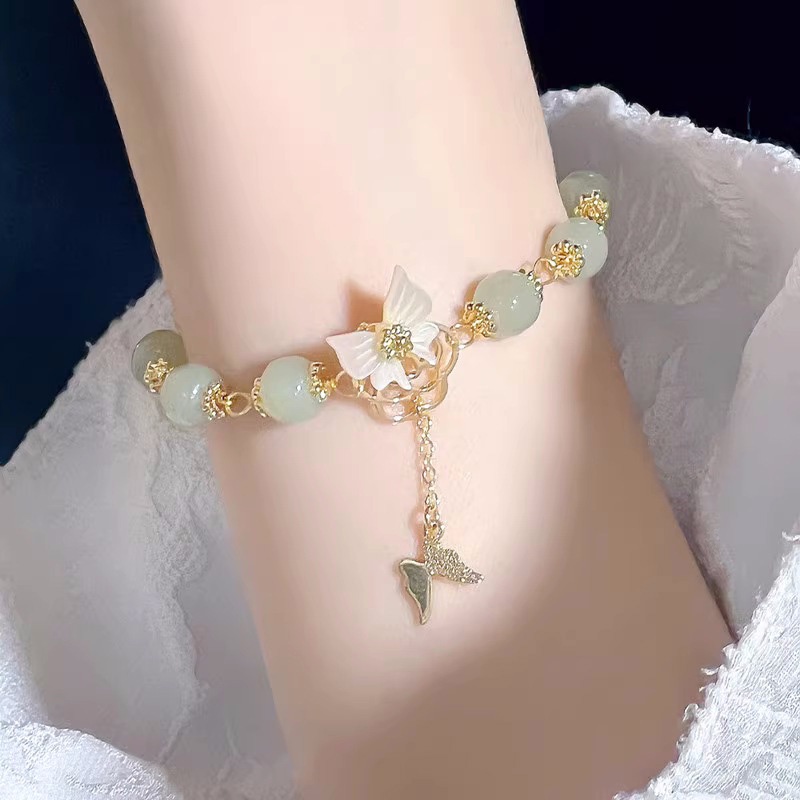 Vòng Tay Hình Bướm Màu Trắng Phong Cách Trung Hoa Đơn Giản Thời Trang