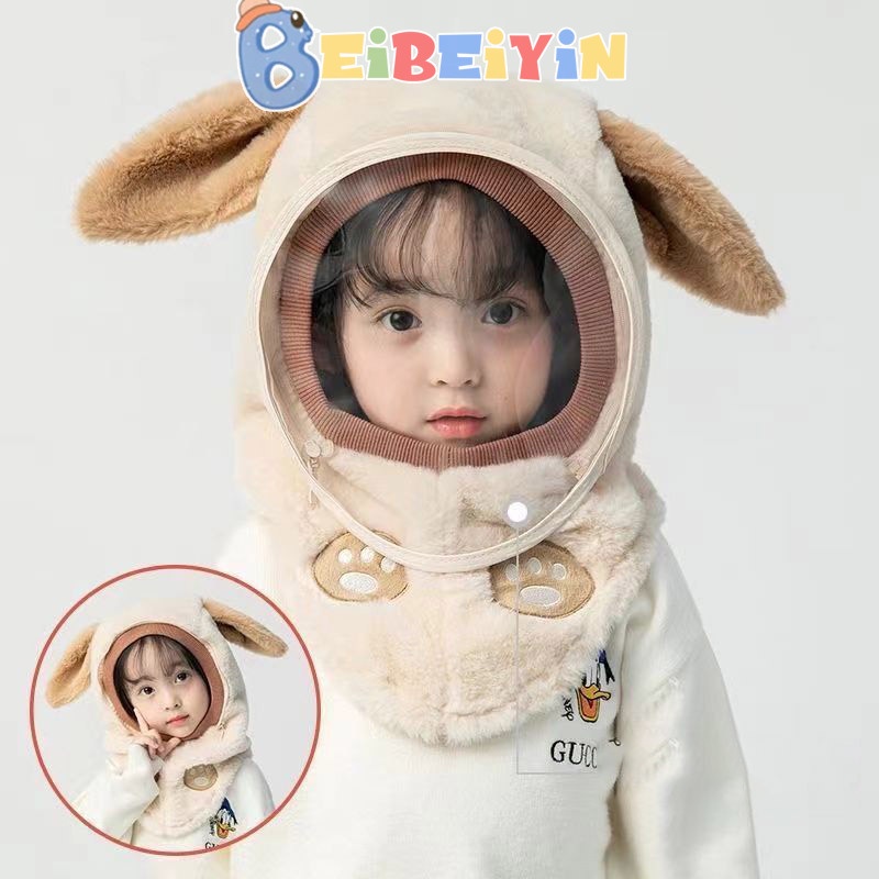 Mũ bảo vệ tai và cổ BEIBEIYIN dày dặn giữ ấm thời trang thu đông dễ thương cho trẻ em