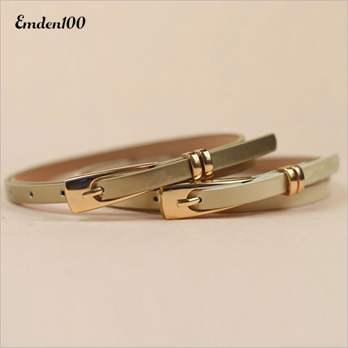 Thắt Lưng Giả Da Màu Trơn Khóa Vuông Thời Trang Cho Nữ