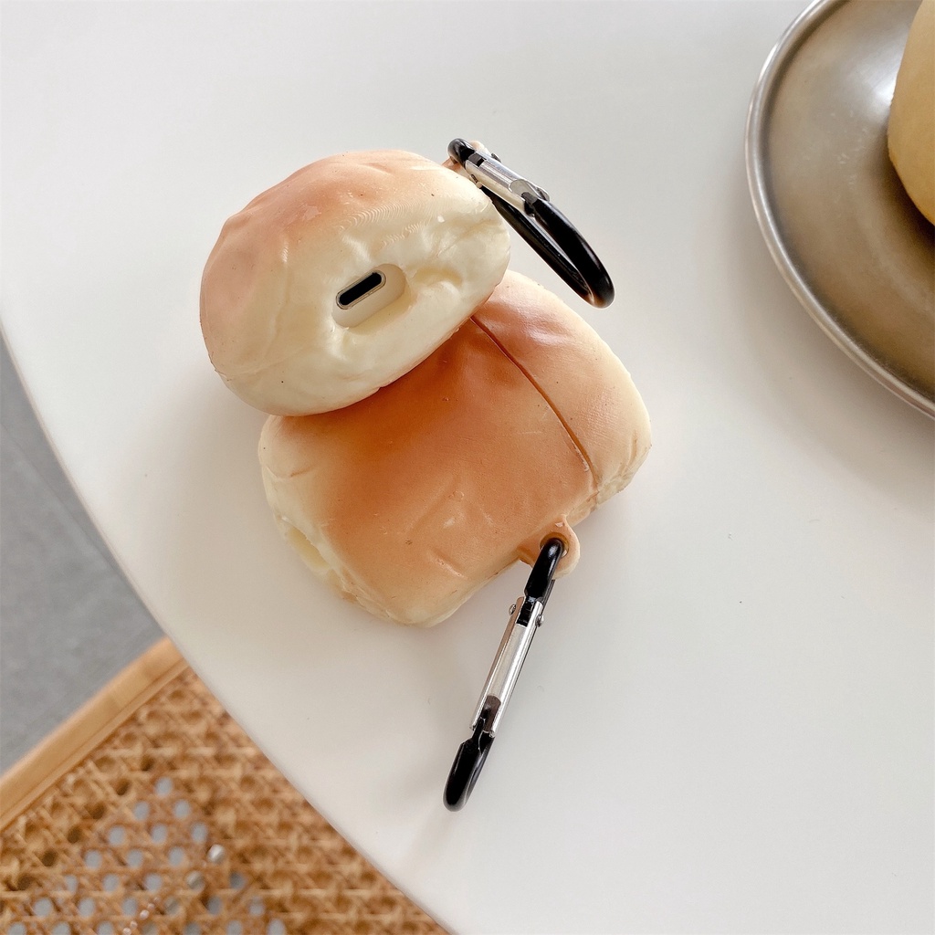 Vỏ Bảo Vệ Hộp Sạc Tai Nghe Bluetooth Không Dây Airpods Pro 1 / 2 / 3 Pro2 Bằng Silicon Hình Bánh Mì 3D Dễ Thương