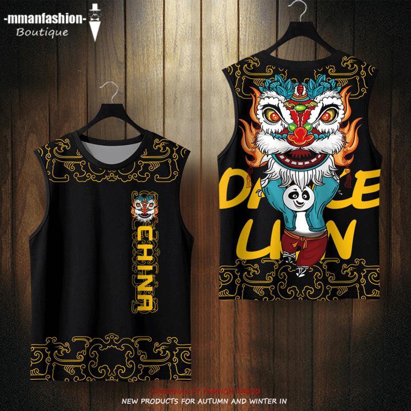 Áo Thun Nam Không Tay In Chữ Xingshi Phong Cách Trung Quốc