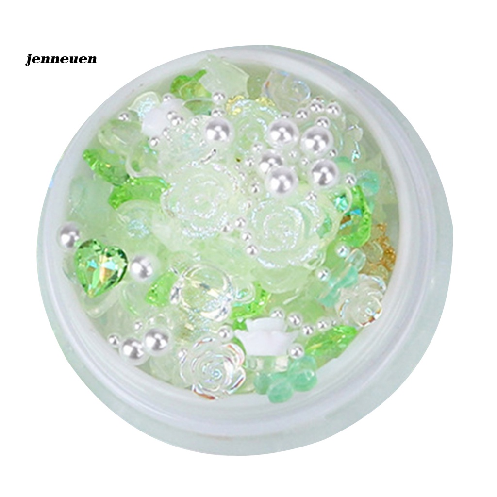 1 Hộp Phụ Kiện Trang Trí Móng Tay Chống Rơi Hình Gấu Hoa Hồng Trái Tim Xinh Xắn Cho Bạn Gái