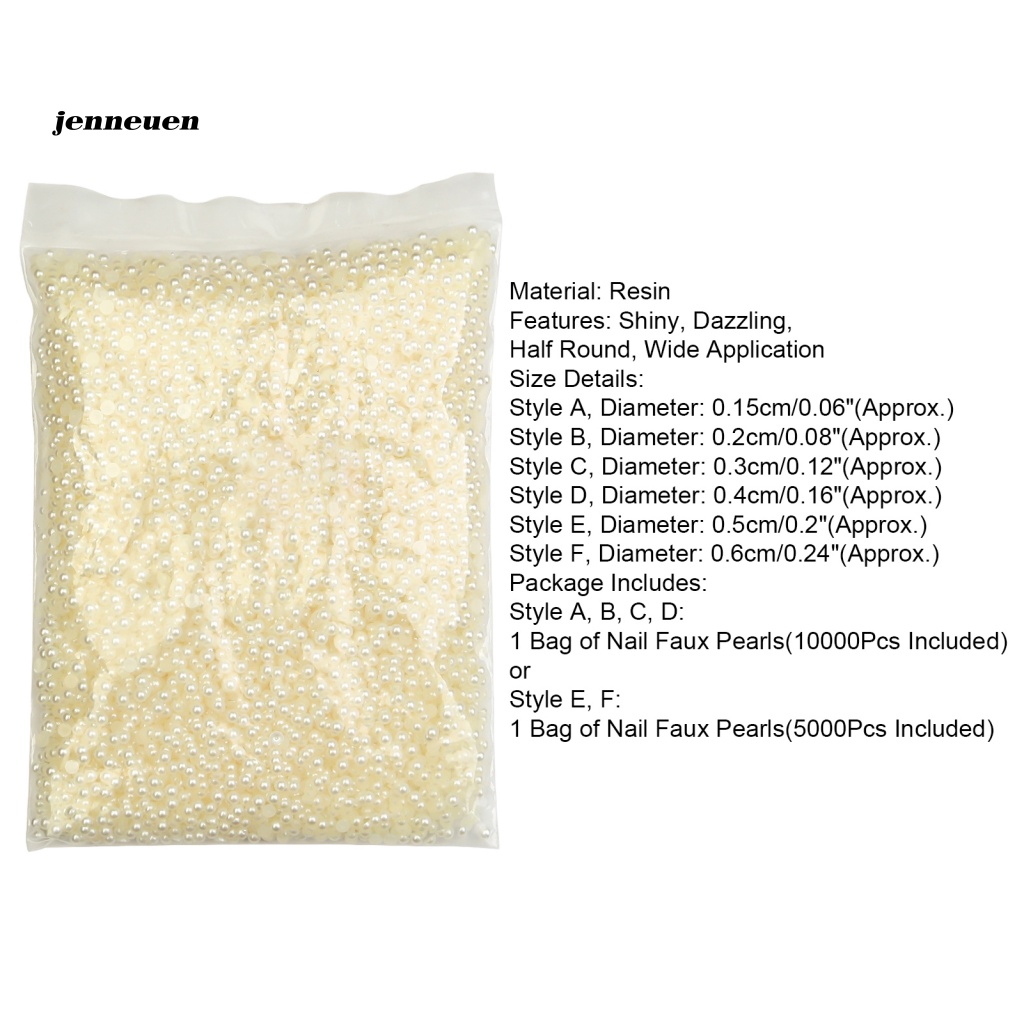 1 Túi Hạt Ngọc Trai Giả Tròn Trang Trí Móng Tay