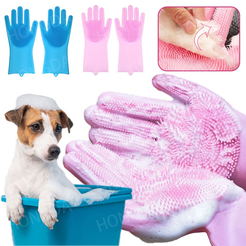 Găng Tay Mát Xa Tắm Cho Thú Cưng Bằng silicone
