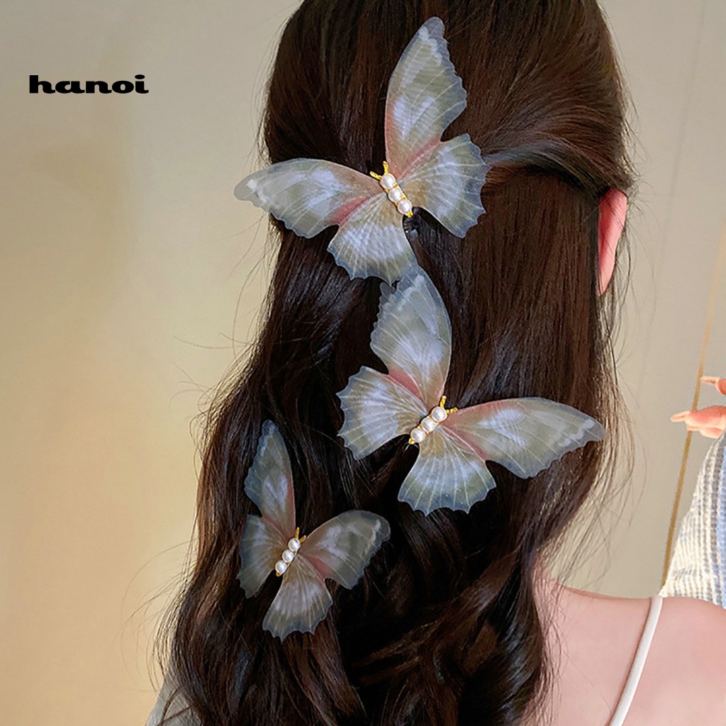 Kẹp Tóc Vải Tuyn Hai Lớp Đính Ngọc Trai Nhân Tạo Ổn Định Thanh Lịch Dành Cho Nữ