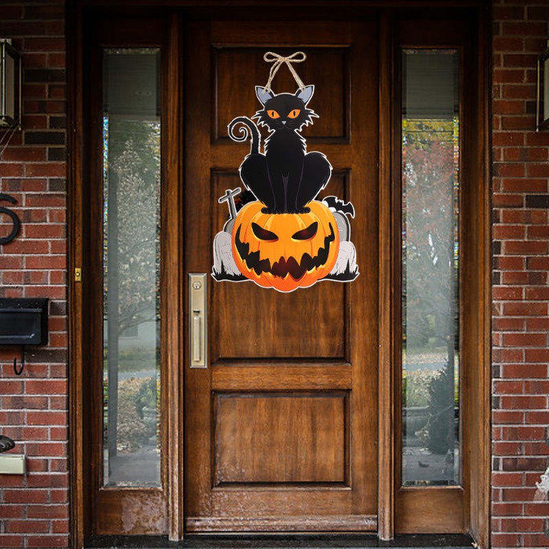 Phụ Kiện Treo Cửa Trang Trí Tiệc Halloween Hình Ma / Mèo Đen / Bí Ngô