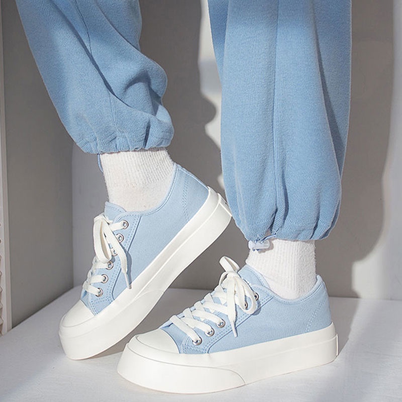 Giày vải canvas MINGSHENG đế dày mũi tròn dễ thương đa năng cho nữ