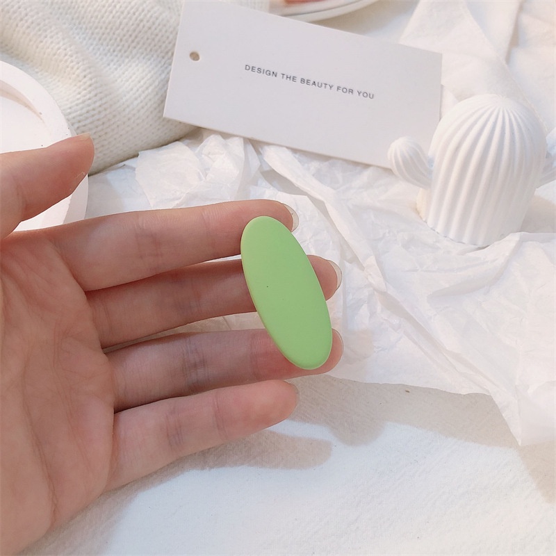 Kẹp tóc hình bầu dục mờ kết cấu tóc mái kẹp mũ trẻ em kẹo màu kẹp bên hông kẹp tóc mái