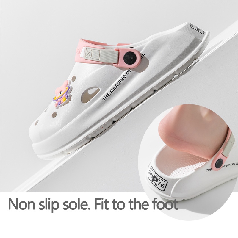 AYUER Dép Crocs Bằng EVA Gọn Nhẹ Chống Trượt Hình Gấu Hoạt Hình Cho Nam Nữ