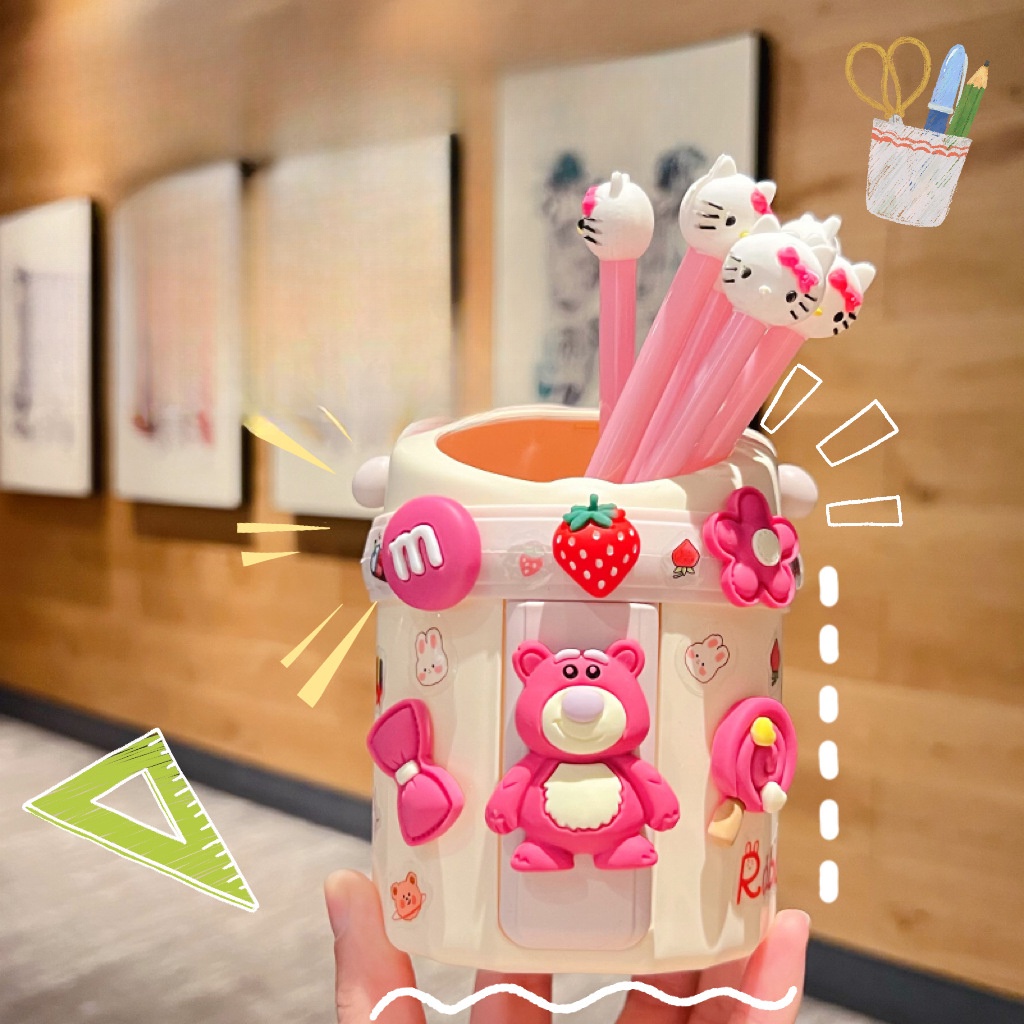 Ống Đựng Bút Để Bàn Họa Tiết Hoạt Hình Dễ Thương Cho Học Sinh