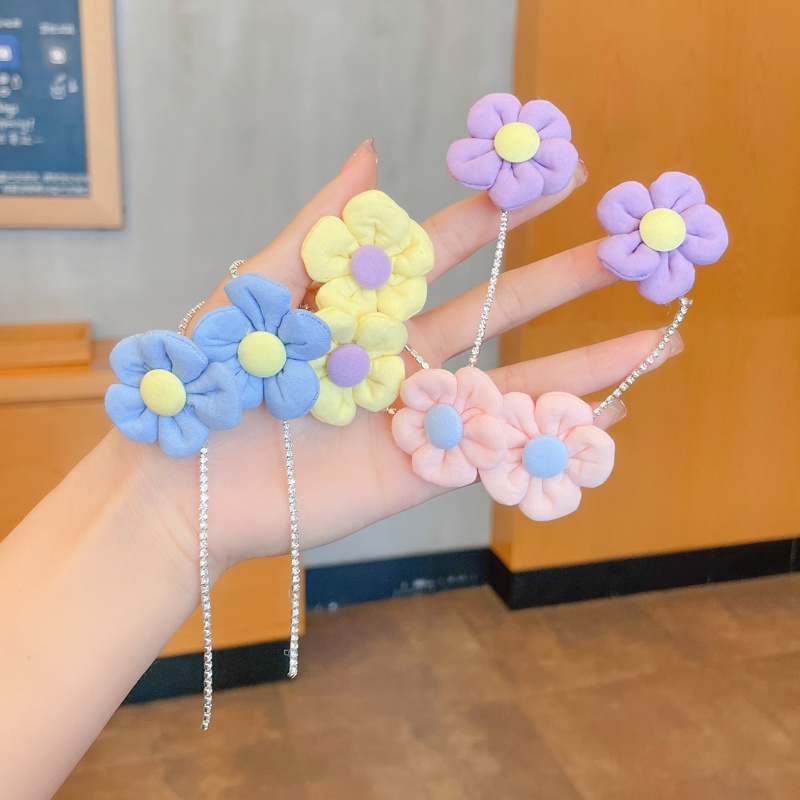 Kẹp Tóc Chuỗi Hạt Pha Lê Hình Hoa & Bướm Cho Bé Gái