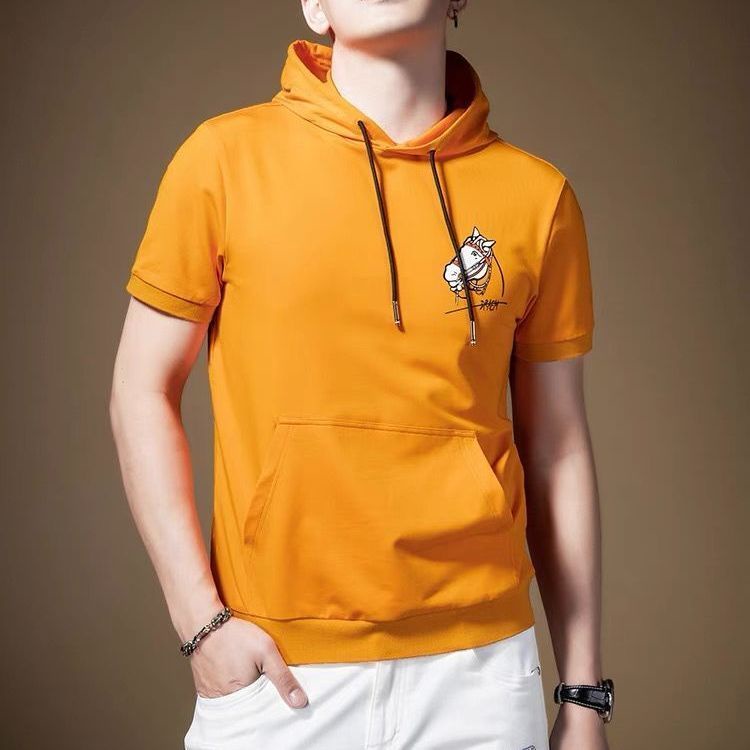 Mũ trùm đầu nam t-shirt in kim cương drawstring t-shirt