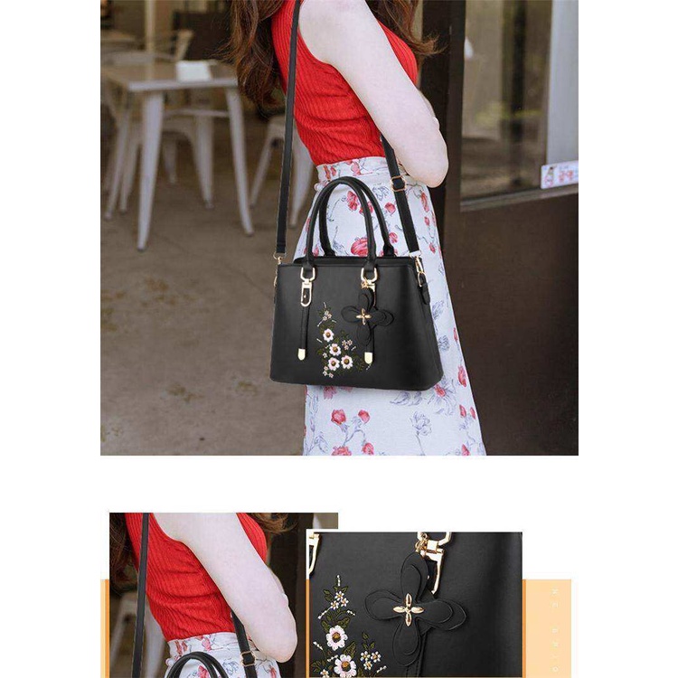 Túi Xách Đeo Vai Thêu Hoa Đơn Giản Thời Trang Cho Phụ Nữ Trung Niên Dễ Phối Đồ