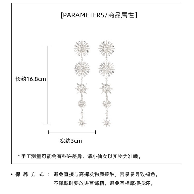 1 Đôi Bông Tai Dáng Dài Hình Hoa Tuyết / Ngôi Sao Thời Trang Âu Mỹ