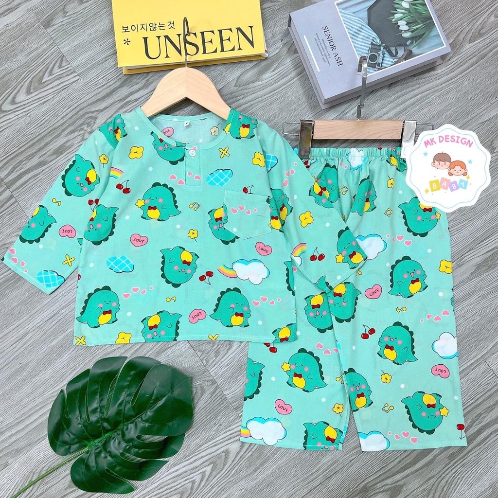 Bộ lanh bé trai, Đồ bộ bé trai tay dài quần dài vải tole loại 1 size 7-35kg