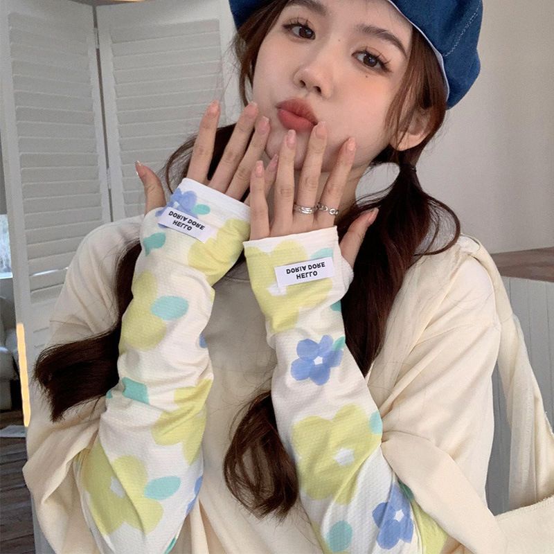Găng Tay Dài Chống Nắng Thiết Kế Mỏng Họa Tiết Hoạt Hình Đáng Yêu Cho Nữ
