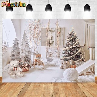 Phông Nền Chụp Ảnh Hình Cây Thông Giáng Sinh Màu Trắng