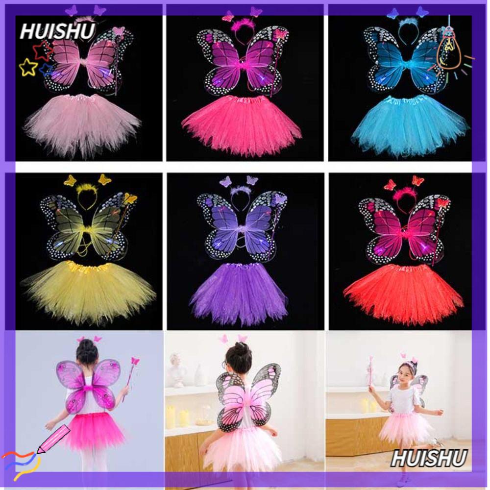 Bộ Đồ Hóa Trang Công Chúa Cánh Bướm Có Đèn LED Dễ Thương Cho Bé 2-8 Tuổi