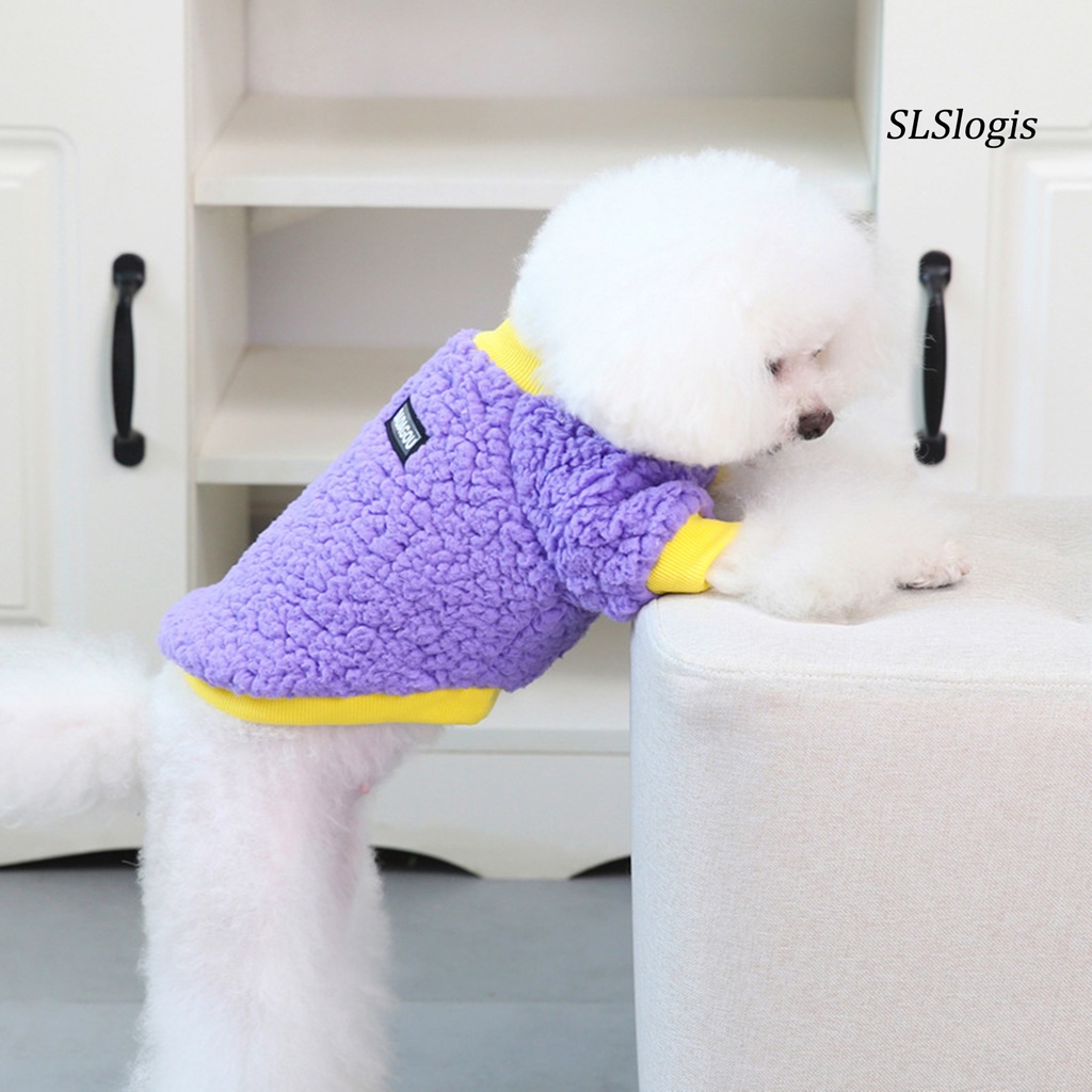 Slslogis Áo Nỉ San Hô Mềm Mại Màu Trơn Giữ Ấm Mùa Đông Cho Thú Cưng