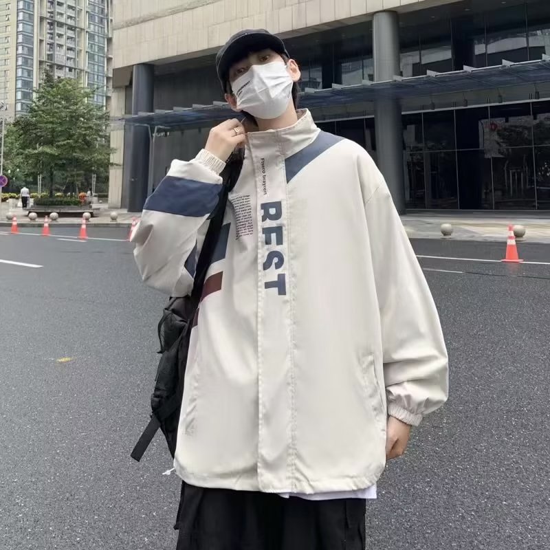 Áo khoác kaki nam thời trang hàn quốc cotton áo khoác dây kéo  loose simple retro unisex jacket bigsize thể thao dây kéo áo khoác 2 lớp