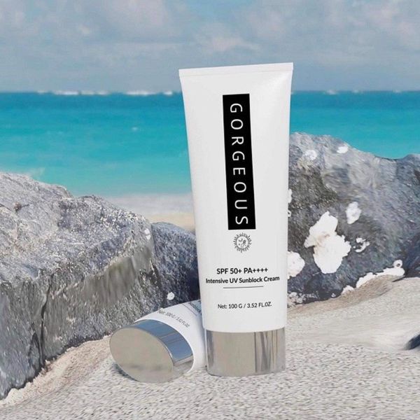 Kem chống nắng múi xù gorgeous trắng da, nâng tone, chống nước lâu trôi tuýp SPF50+PA+++