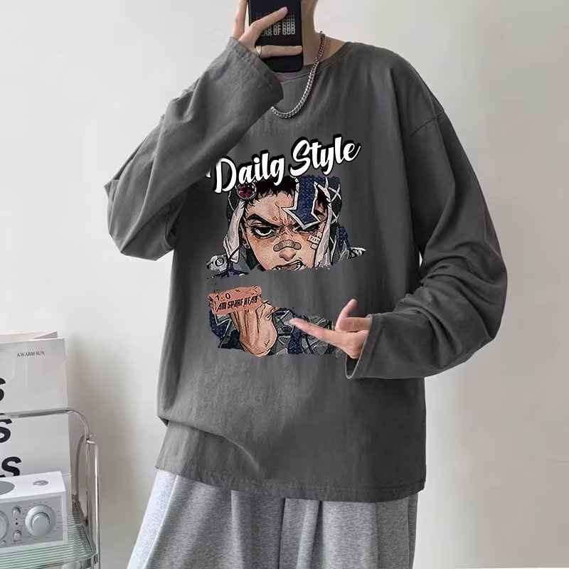 Áo phông nam big size có size lớn M-8xl Áo Thun Tay Dài Oversize Chất Liệu Cotton In Hình anime Phong Cách hip hop Đường Phố Mỹ Dành Cho Nam Nữ