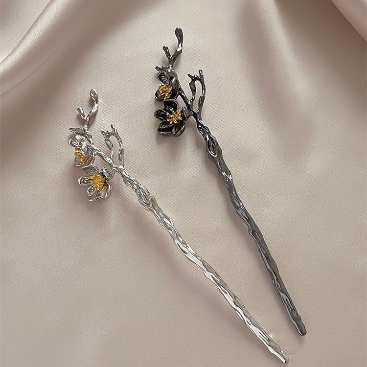 2024 Phong Cách Mới Kẹp Tóc Đen Bé Gái Mùa Hè Thanh Lịch Mũ Mận Mũ Đội Đầu