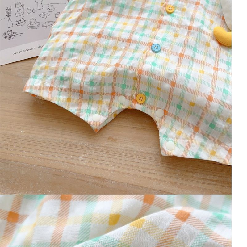 Bộ Áo Liền Quần Tay Ngắn In Hình Vịt Dễ Thương Thời Trang Mùa Hè Cho Bé