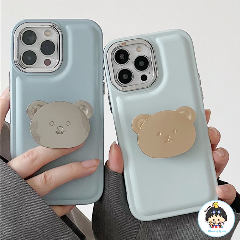 Ốp Điện Thoại TPU Dẻo Kèm Giá Đỡ Hình Chú Gấu Sang Trọng Chống Sốc / Bụi Bẩn Cho iPhone 14 13 12 11 Pro Max X XR 8 7 Plus SE