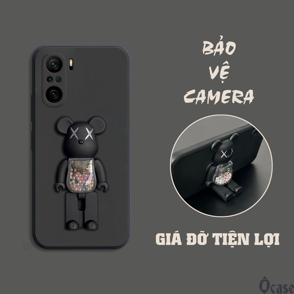 Ốp lưng Xiaomi Redmi K40 / K40 Pro / Mi 11X / Mi 11X pro / Poco F3 mô hình gấu kiêm giá đỡ tiện dụng