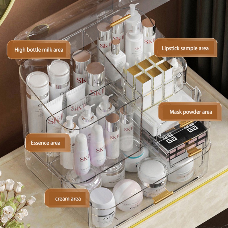 Hộp đựng mỹ phẩm HANGDIAN bằng acrylic trong suốt giúp bảo quản chì kẻ mày/son môi/sản phẩm chăm sóc da