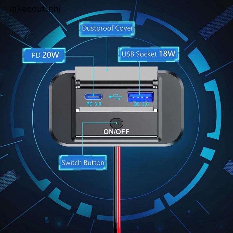 Tẩu Sạc Nhanh PD Type C Hai Cổng USB 12V / 24V Cho Xe Hơi / Xe Buýt / Xe Máy / Tàu Thuyền