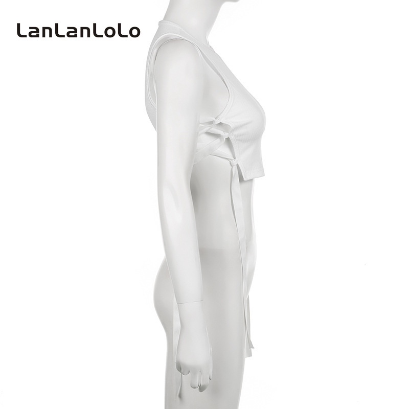 Áo ba lỗ LanLanLoLo sát nách cổ tròn màu trơn thời trang 2023 cho nữ