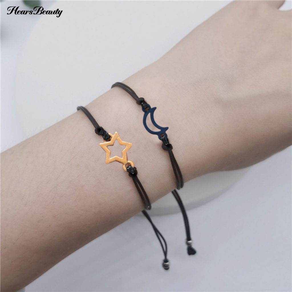 Hearsbeauty Set 3 Vòng Tay Bện Hình Trái Tim Mặt Trăng Ngôi Sao Mặt Trời Có Thẻ Chuyển Động Lại Trọng Lượng Nhẹ Quà Tặng Ngày Đầu Tiên Cho Trẻ Em