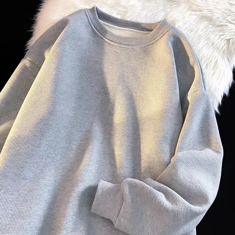 Áo Nỉ Tay Dài Dáng Rộng Màu Trơn Phong Cách Nhật Bản Thời Trang Cho Nam Và Nữ Size M-5XL