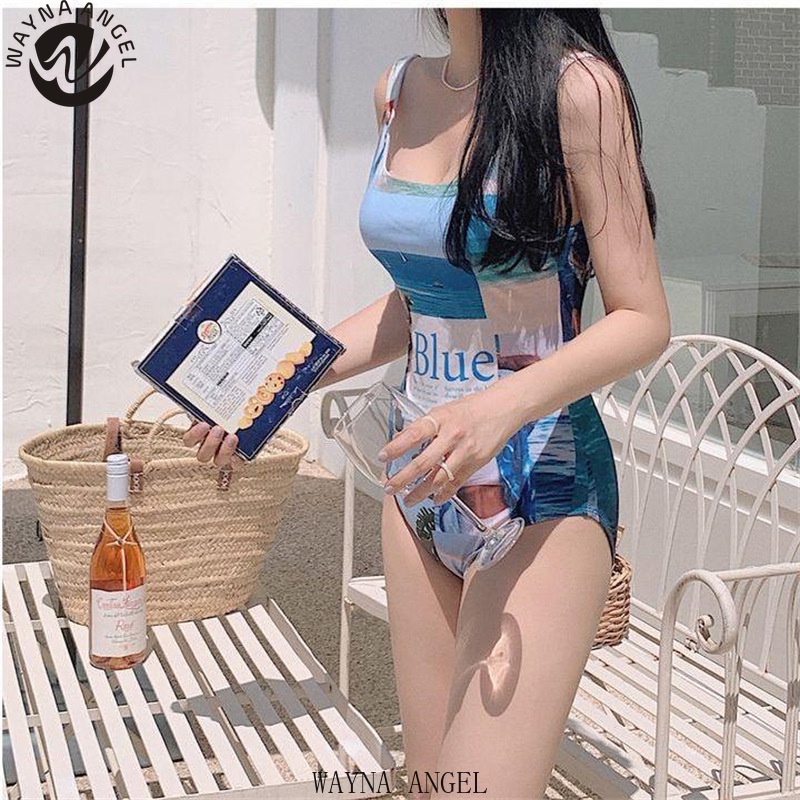 (wayna Angel) vintage in backless simple thai girl holiday one-piece áo tắm nữ