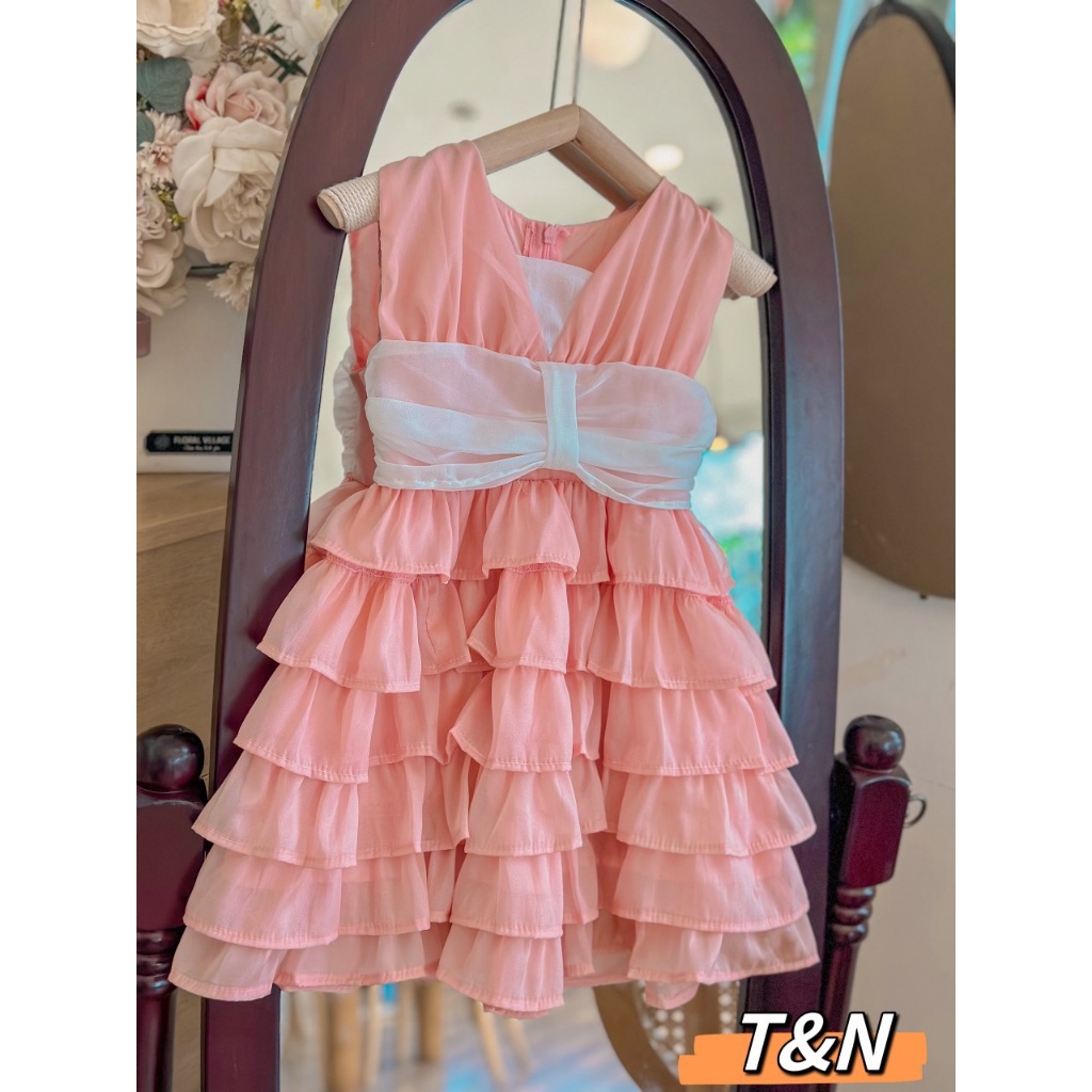 Sét váy tơ óng thiết kế 5 tầng mềm mại cho bé đi chơi đi tiệc