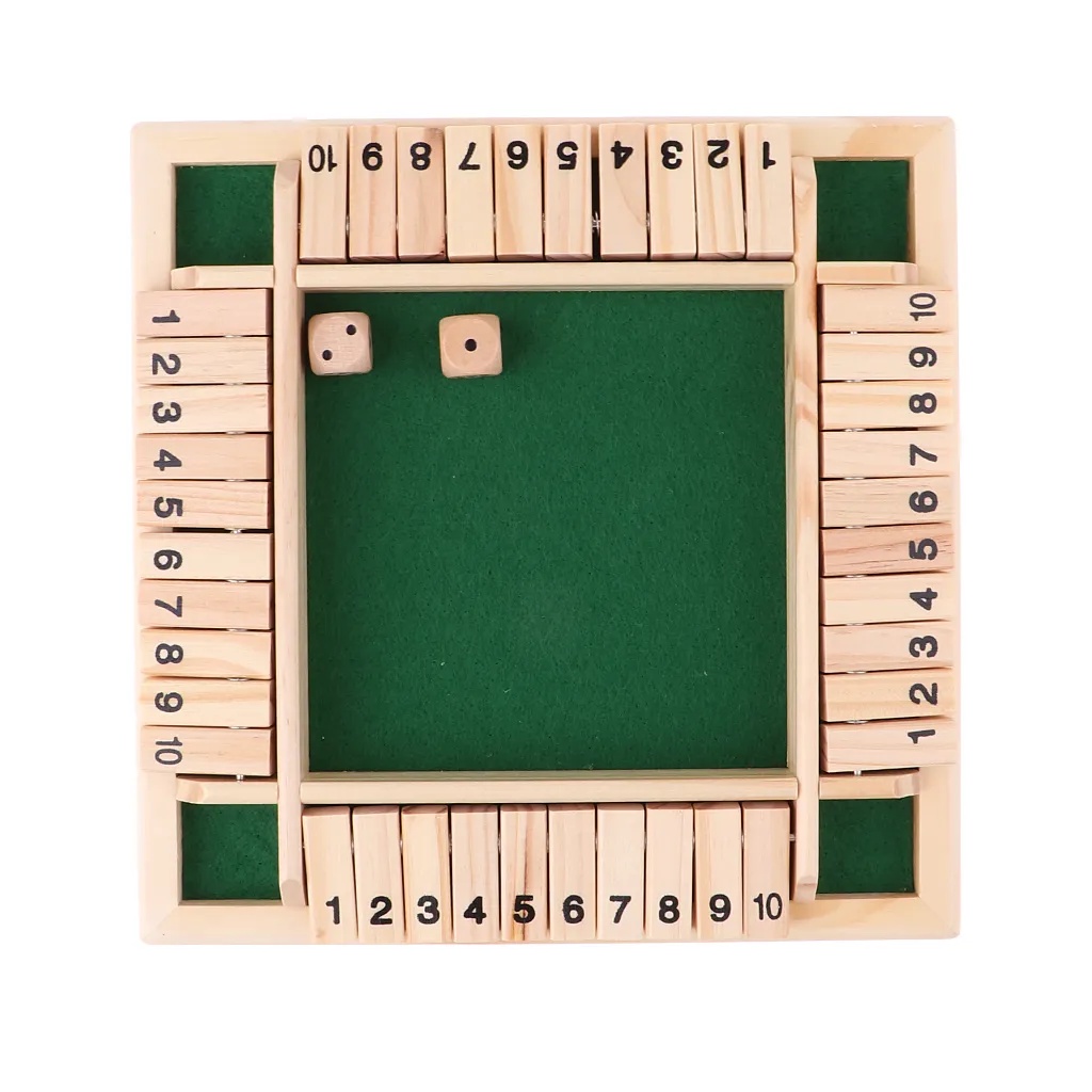 Deluxe Dice Board Box Game Set 10 Numbers Four Sided Shut Party Club Drinking Games Interesting family game