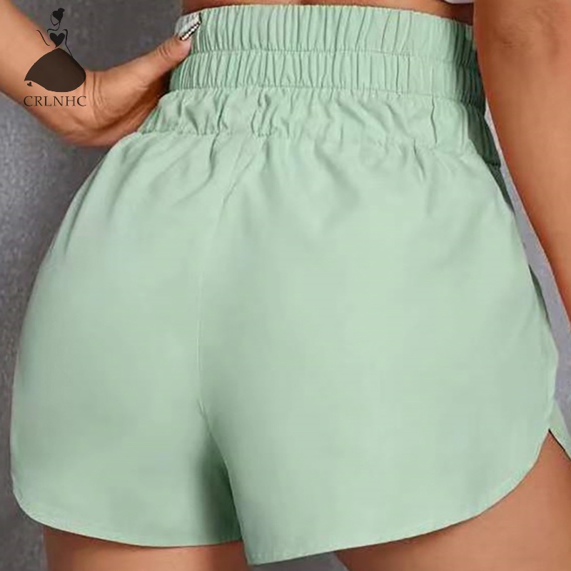 Crlnhc stretch high-waisted casual solid color loose sports shorts for women vn