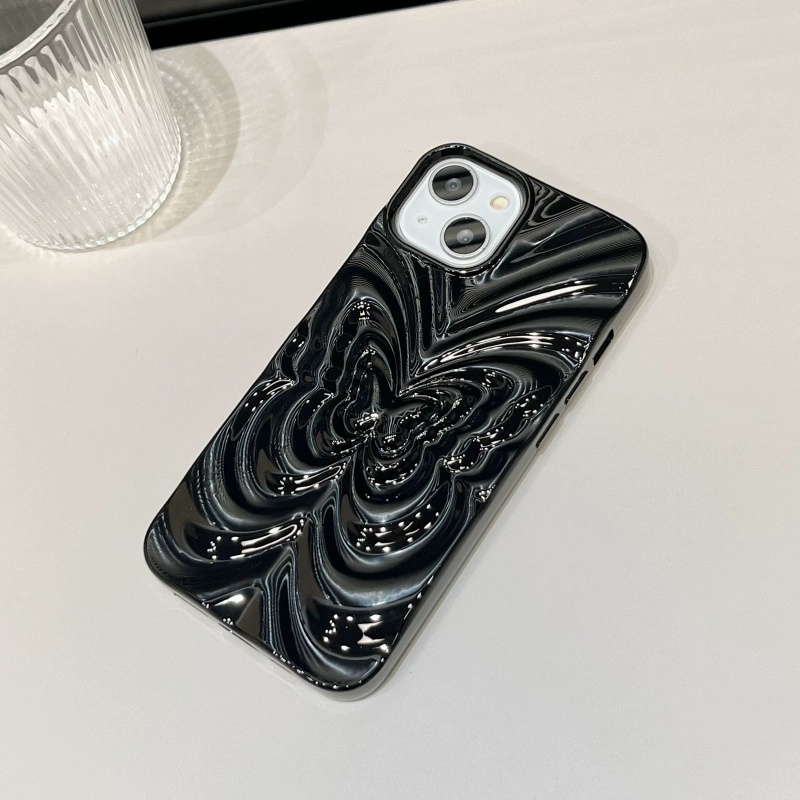 Y2k silver butterfly 3d water ripple phone case iphone 14 13 12 11 pro max món quà bìa mềm phong cách dễ thương hàn quốc