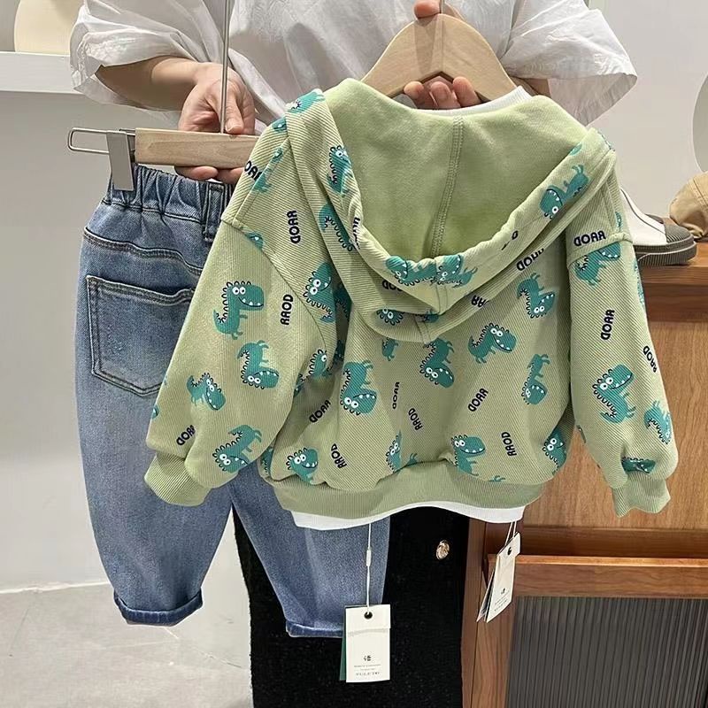 Áo hoodie trẻ em mới có mũ trùm đầu dài tay hoạt hình màu rắn
