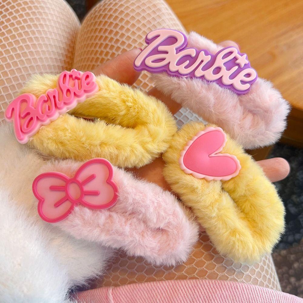 Cleoes barbie letter claw clip, plush love heart barbie pink hair clip, fashion harajuku duckbill clip headwear girls