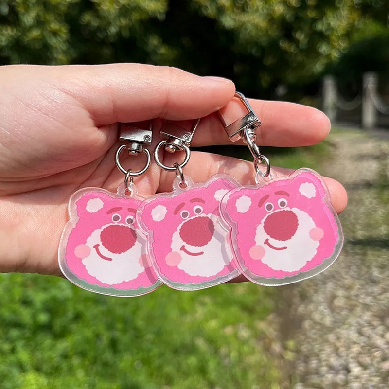 Phim hoạt hình acrylic keychain mô hình hoa đơn giản mặt dây chuyền ngôi sao dâu tây hình gấu vòng chìa khóa đồ dùng quà tặng sinh nhật