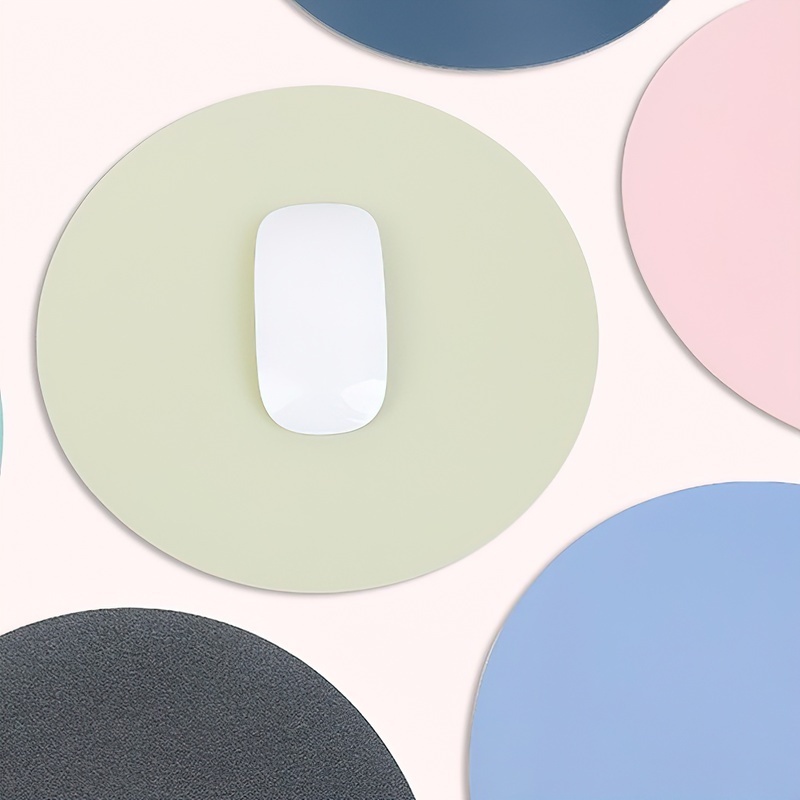 Tấm Lót Chuột / Bàn Phím Máy Tính Hình Tròn Bằng Da pu Màu Trơn Chống Trượt / Thấm Nước Tiện Dụng