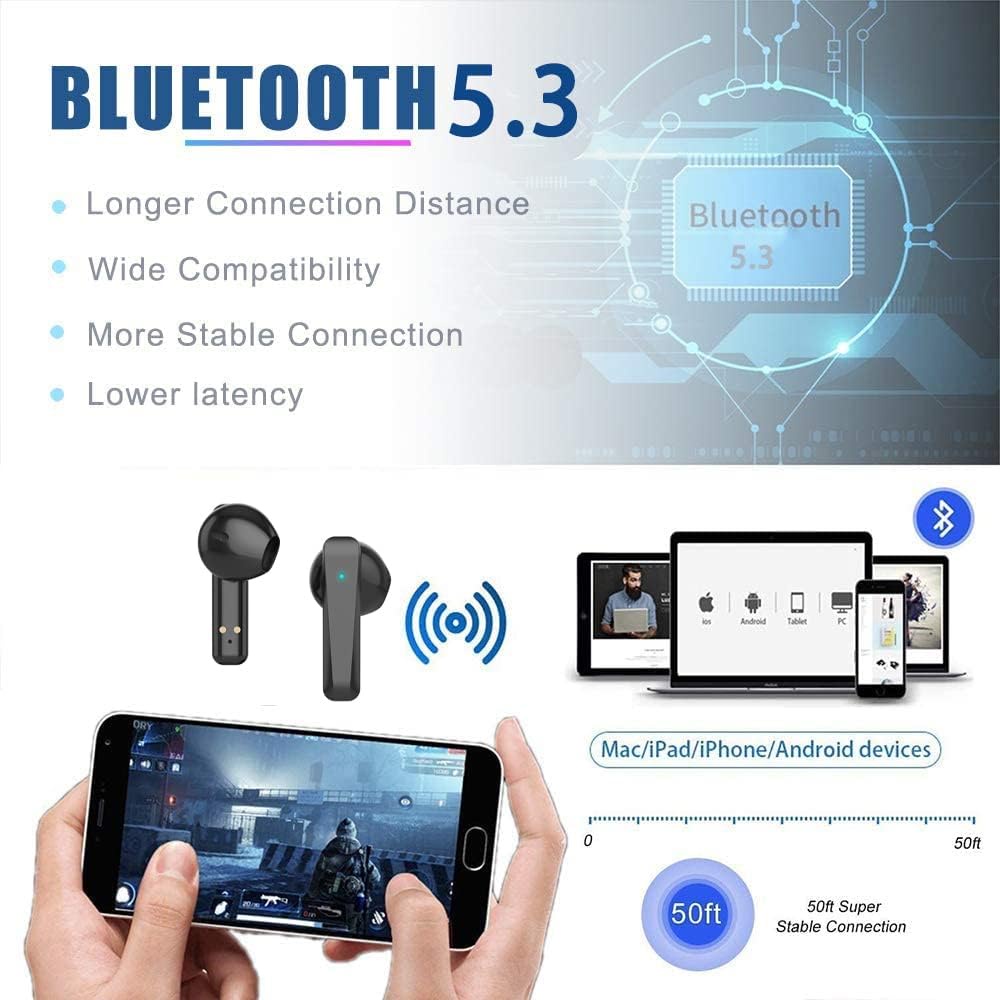Tai Nghe Bluetooth 5.3 Không Dây Âm Thanh Nổi 3D Chống Nước IPX7 Cho iPhone / Samsung / Google / Android