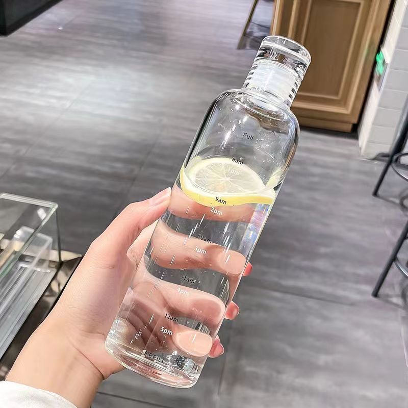 Chai nước thể thao bằng nhựa pc 500 / 750ml chai dung tích lớn chống rò rỉ với quy mô thời gian đồ uống sáng tạo cho các môn thể thao mùa hè
